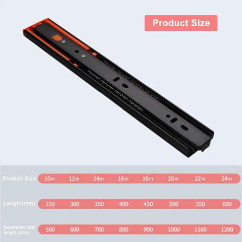 Heavy Duty Full Extension Drawer Sliders With Ball Bearing Runners Push To Open Quiet Glide Rails 250mm-500mm 1 Pair