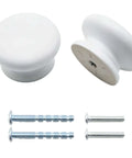 Two Pack White Wooden Cabinet Knobs Round Dresser Knobs For Kitchen Cabinets Furniture Cupboards Drawers Closet Doors with screws