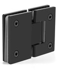 Close-up of Beefed Up Heavy Duty Frameless Glass Shower Door Hinge Kit 180 Degree Wall to Glass Pivot Clamp in black