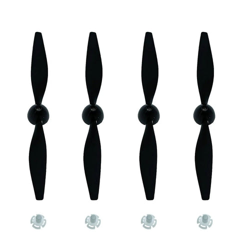 Four Pack RC Airplane Propellers Compatible With TR-C285G RC Plane And TR-C385 visibly showing four black propellers and adapters
