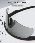 Hella Crisp Polarized Range Ready Sunglasses UV400 Protection Lightweight Wraparound Safety Shades For Men And Women Matte Black Frame, military lens detail.