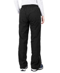 Back view of Women's Lightweight Waterproof Rain Pants With Mesh Lining For Breathability Fully Sealed Seams Windproof Outdoor Hiking And Fishing Trail Ready Gear For Rainy Day Black