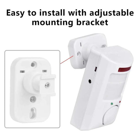 Home Security Alarm System With 105dB Siren Infrared Motion Sensor 30m Long Range Multi Channel Remote Control Wall Alert Easy Install Accurate Detection With Owner ID Delay For Safer Home, adjustable wall bracket