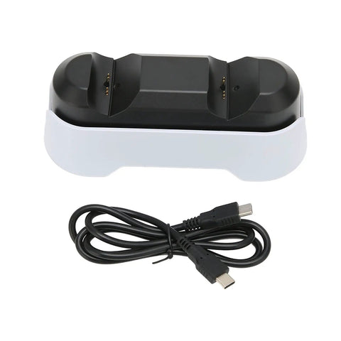 Dual Controller Charging Station With LED Indicator And Safe Fast Charge Dock For Game Console Controllers Power Up Two At Once With Circuit Protection Compact White Stand For PS5 PS4 Xbox Nintendo Switch Controllers, USB cable included
