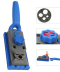 Knock Out Your Carpentry Projects With This Dead Nuts Accurate Pocket Hole Jig Kit Featuring Precision Depth Dial And Angled Drill Bit For Furniture Cabinet Joinery Plus Smooth Wooden Doweling Router Guide, showing adjustable depth dial and angled bit.