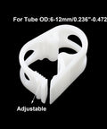 Kyuionty white plastic tubing clamp, adjustable for 1/4–1/2 in (6–12 mm) tubes; pack of 5