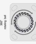 Diagram of precision swivel action for Heavy Duty Solid Rubber Caster Wheels With Locking Brakes and Precision Swivel Action.