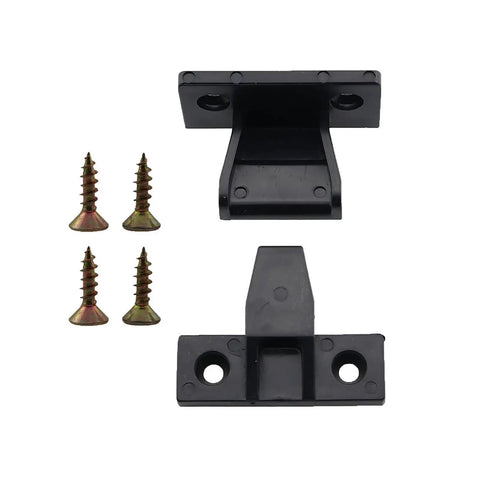 6 Pairs 48mm Black Plastic Stud Connectors Quick Release Furniture Panel Brackets With Screws shown front view