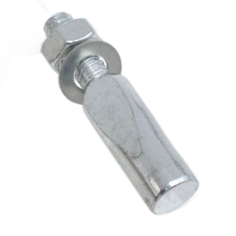 Close-up of 4 Pack Silver Crank Cotter Pin 9.5x40mm with nut and washer, durable carbon steel for mountain and road bikes.