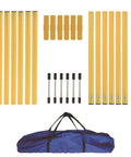 Dog Agility Training Set With Six Weave Poles And Adjustable Jump Bar Outdoor Obstacle Course Weather Resistant And Bright Yellow Poles