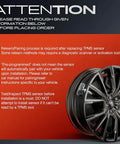 Wheel with TPMS sensor and installation instructions for 4 Pieces Pre Programmed TPMS Sensor For Ram 1500 2019 2024 And Dodge Ram 1500 2019 2024 433 MHz Direct Fit Plug And Play Front And Rear Wheel Tire Pressure Monitoring Sensor Replace 68293199AA