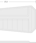 Technical drawing of Red Angle Head Wrench Pouch With Twelve Pockets For 8 To 19 Millimeter Wrenches And Size Markings Made In USA.