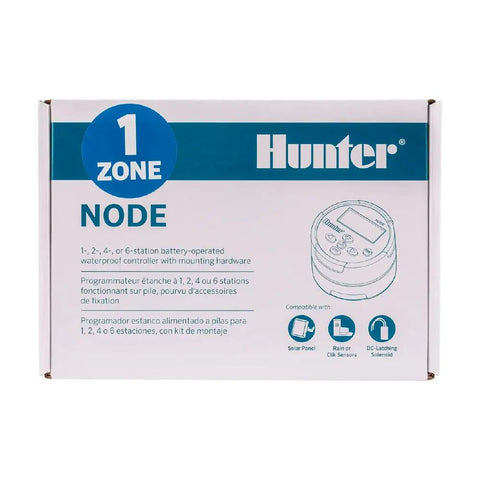 Node 100 Battery Operated Sprinkler Timer With Prewired Solenoid Waterproof Irrigation Controller packaging front view