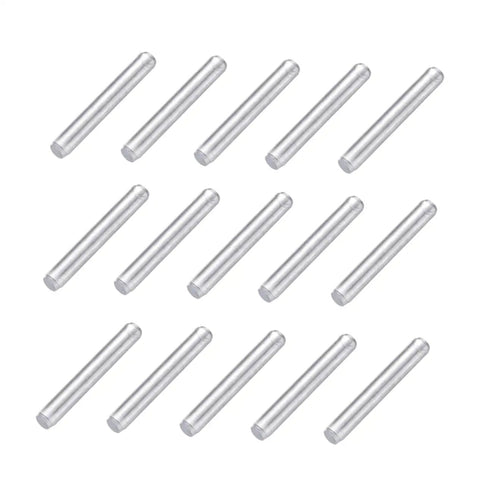 Silver metal pieces from 120pcs Robot Drive Shaft Kit For DIY Projects, Transmission Shafts And RC Car Axle Gears arranged diagonally.