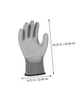 Heavy Duty Cut Resistant Work Gloves Featuring Level 5 Soft Armor And Grippy Reinforced Palms For Shop Yard Or Garage Tasks, grey glove, 10.23 in length, 4.72 in width.