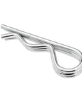 Premium 150 Pack R Shape Cotter Pins Made From Tough Carbon Steel For Heavy Duty Engineering Jobs, shiny silver cotter pin.