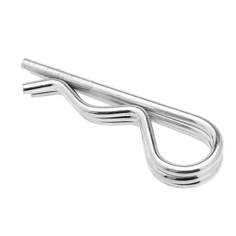 Premium 150 Pack R Shape Cotter Pins Made From Tough Carbon Steel For Heavy Duty Engineering Jobs, shiny silver cotter pin.
