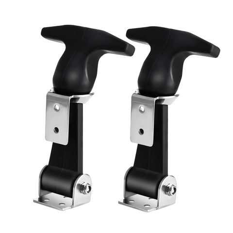 Dual pack of stainless steel T handle latches with rubber grip, heavy duty tool box and truck hood latch, shock absorbing draw latches