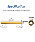 Specification diagram for 10 Piece Anodized Aluminum Standoff Spacer Kit In M2 And M2.5 Sizes With 6mm Threading For Drones And 3D Printers.