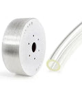 Top Shelf Heavy Duty Polyurethane Air Hose And Pneumatic Tube Two To Sixteen Millimeter Clear Compressor Pipe on a spool with a cut length.