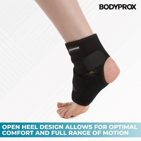 Breathable Neoprene Open Heel Ankle Support Brace With Adjustable Wrap for Pain Relief and Injury Prevention, one size fits 7.8 to 11 inches arch