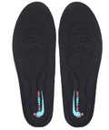 Pair of black 1 Inch Height Lift Insoles For Shoes Discreet PU Cushioned Insole Inserts top view showing contour design.