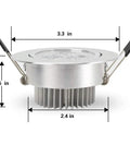Side view of 5 Pack 3W LED Recessed RGB Color Changing Downlights, Gimbal Retrofit Ceiling Lights showing dimensions.