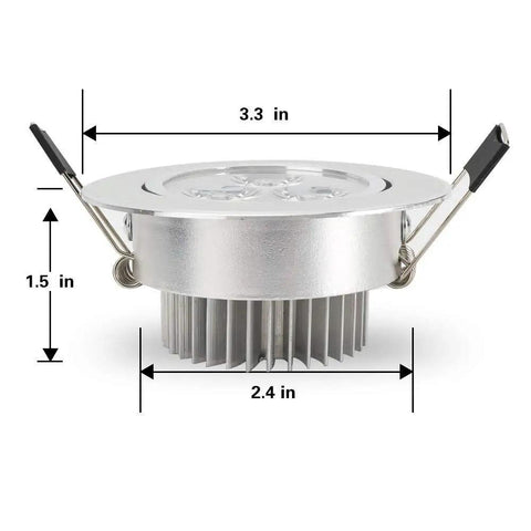 Side view of 5 Pack 3W LED Recessed RGB Color Changing Downlights, Gimbal Retrofit Ceiling Lights showing dimensions.