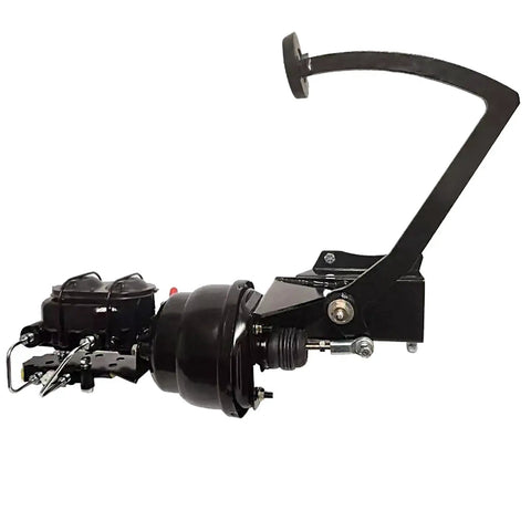 7 Inch Dual Frame Mount Pedal Power Brake Booster And Master Cylinder For Classic Chevy Suburban Trucks 1947 1948 1949 1950 1951 1952 1953 1954 Disc Drum Auto Transmission Only Beefy Heavy Duty Upgrade side view