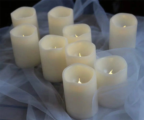 Outdoor IP44 Flameless LED Pillar Candles Set Of 3 With Remote And Timer Warm White Weather Resistant Plastic Candles