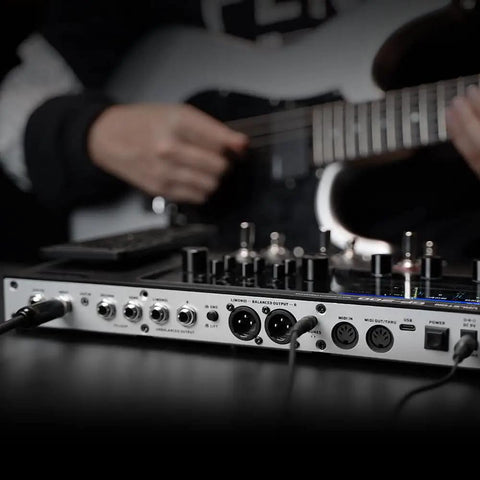 Musician using All In One Dope Guitar And Bass Multi Effects Pedal With Expression Input FX Loop MIDI Amp Modeling IR Cab Stereo Output