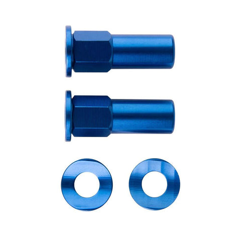 Blue aluminum Tusk rim lock nut/spacer kit: two flange bolts and two washers