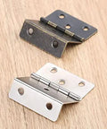 Two Pack Zinc Alloy Cabinet Door Hinge Set 43 By 17 mm Vintage Style Furniture Hardware in Antique Bronze and Silver Finishes