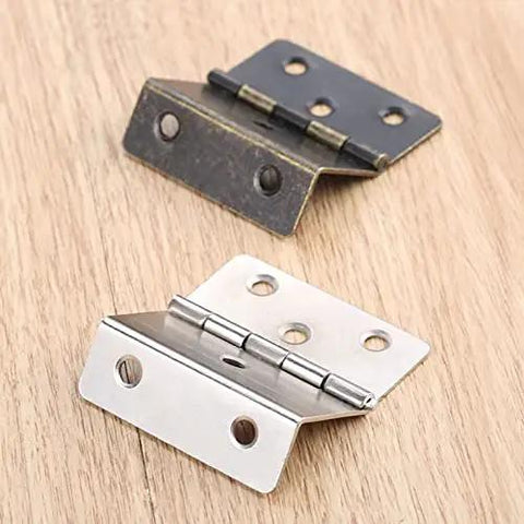 Two Pack Zinc Alloy Cabinet Door Hinge Set 43 By 17 mm Vintage Style Furniture Hardware in Antique Bronze and Silver Finishes