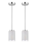 Two Pack Brushed Nickel Mini Pendant Lights with Linen Glass Shade for Kitchen Island, Living Room, Hallway, and Bedroom