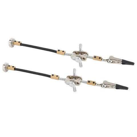 Super Handy Helping Hands Clamp Kit With Flexible Alloy Steel Arms And Rock Strong Magnetic Base For Precise Electronics Soldering, Jewelry Fixing And DIY Repair Projects Anywhere On Your Shop Bench, featuring two adjustable arms and clamps.
