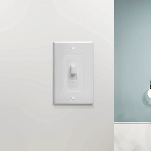 Masque 2000 Mid Size White 1-Gang Decorator Toggle Wall Plate With Toggle Cover And Paintable Outlet Cover Easy Install