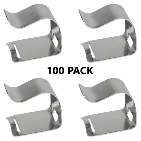 Top Shelf Heavy Duty Universal Fire Extinguisher Hose Clips U Bracket 100 Pack For 5 30 Lb Extinguishers Indoor Outdoor Silver Steel quick install clips.