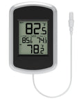 Wired Indoor Outdoor Thermometer With 2.1 Inch Display, 78.74 Inch Waterproof Probe, Fahrenheit Only, Real Time Indoor Outdoor Temp Monitor, Min Max Records, Easy Setup For Home Porch Or Garage, black display unit with probe