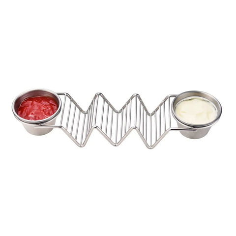 Stainless Steel 3 Grid Taco Holder With V Shaped Slots And No Spill Sauce Cups, Oven Safe And Dishwasher Safe Serving Tray For Baking Grilling