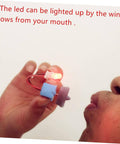 Portable Mini Wind And Hydro Generator Dual Powered Educational Kit demonstrating wind power LED light activation.