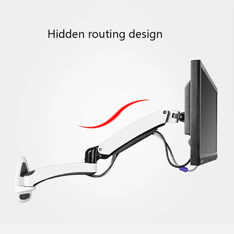 Desk Clearing Wall Mount Monitor Arm With Butter Smooth Mechanical Spring Adjustment Fits 12 To 27 Inch Screens with hidden routing design.