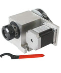 Heavy Duty Fourth Axis Rotary Cnc Kit Paired With 57 Stepper Motor And 11 Er32 Collets with motor and mounting bracket for precision milling.