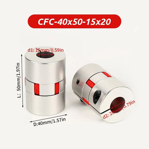 15mm To 20mm Bore Aluminum Flexible Shaft Coupler 40mm Diameter 50mm Length Spider Joint with Polyurethane Damping Ring
