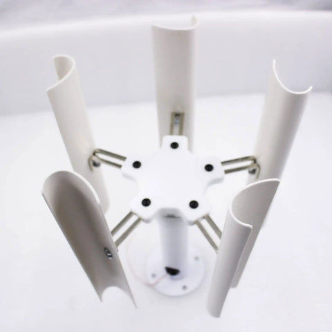 Top view of 35W Vertical Axis Wind Turbine With 5 Blade Portable Breeze Generator showing blades and hub design for DIY use.