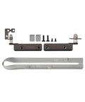 Plug And Play Front Door Installation Kit For Bambu Lab X1 P1 Series 3D Printer Parts Easy Install Upgrade Pack For Smoother Prints And Quieter Operation. Black metal brackets and gray door handle with screws