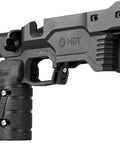 Close-up of ACC Elite Remington 700 SA RH Chassis System for Precision Rifle Stock Build, black and tactical design.