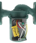 Tough As Nails Cast Iron Circulator Pump Featuring Silent Wet Rotor Action And Quick Swap Universal Flange Gaskets For Hassle Free Hydronic Heat Pumps, showing internal wiring and motor.
