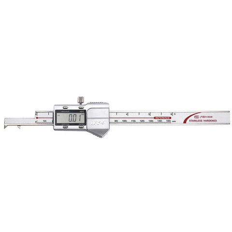 Digital Caliper With Hook For Inside Groove Width And Bore Measurement, 3-150 Millimeter Range, 0.01 Millimeter Resolution, Mm/Inch, Stainless Steel, Pro Grade Build For Inside Grooves displayed on a white background