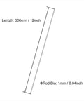 Diagram of 1mm By 300mm 304 Stainless Steel Round Rods - Rust Resistant Solid Shaft Bars For DIY Crafts, Model Cars, Helicopters, Airplanes